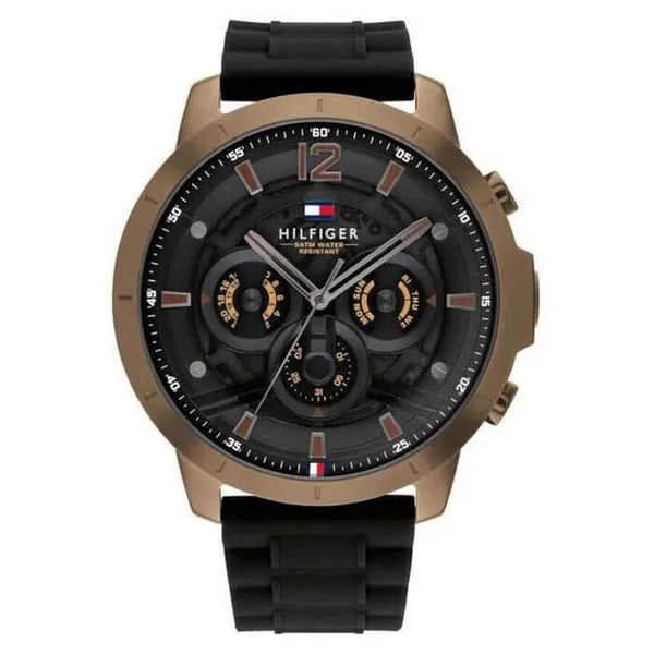 Tommy Hilfiger Luca férfi karóra 1710491, 5 ATM, szilikon szíj, fekete számlap