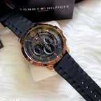 Tommy Hilfiger Luca férfi karóra 1710491, 5 ATM, szilikon szíj, fekete számlap