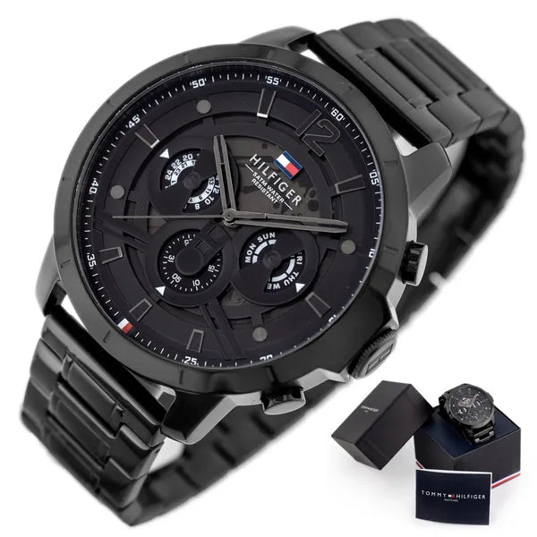 Tommy Hilfiger Luca 1710494 férfi karóra, fekete, 50mm, rozsdamentes acél, 5 ATM