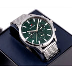 Tommy Hilfiger Ryder férfi karóra, 44 mm, zöld számlap, nemesacél