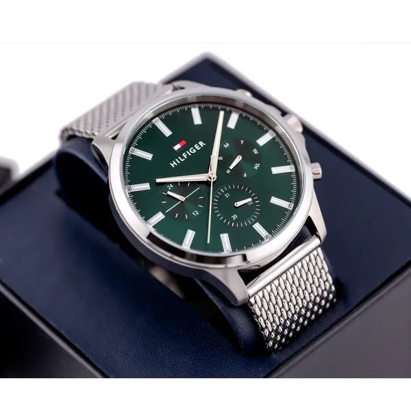 Tommy Hilfiger Ryder férfi karóra, 44 mm, zöld számlap, nemesacél