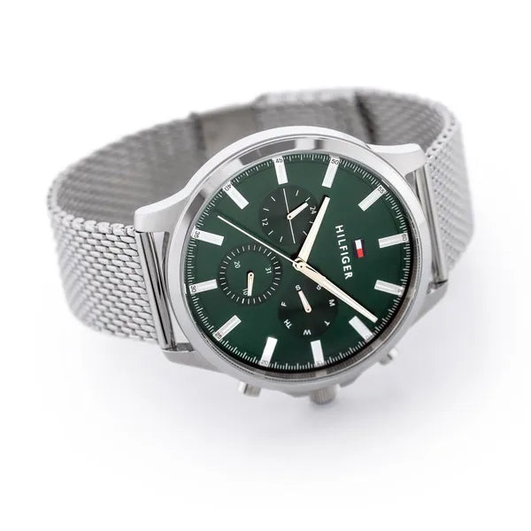 Tommy Hilfiger Ryder férfi karóra, 44 mm, zöld számlap, nemesacél