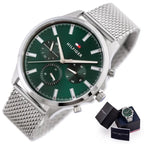 Tommy Hilfiger Ryder férfi karóra, 44 mm, zöld számlap, nemesacél