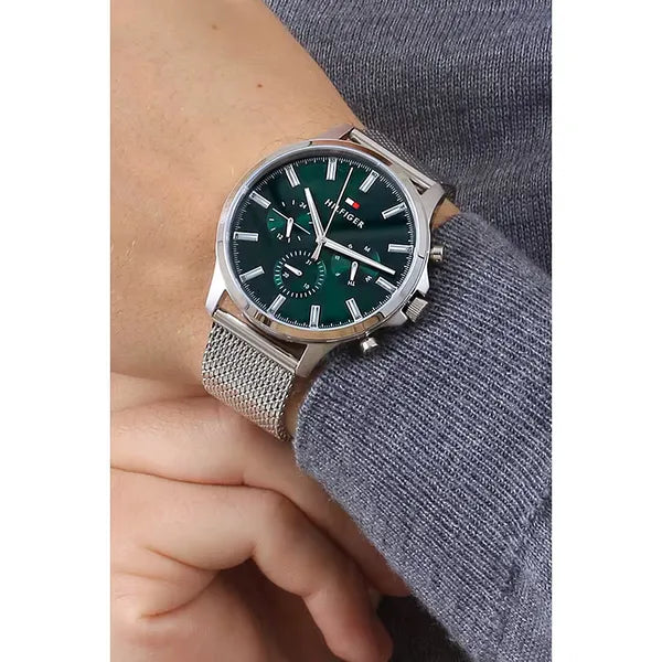 Tommy Hilfiger Ryder férfi karóra, 44 mm, zöld számlap, nemesacél