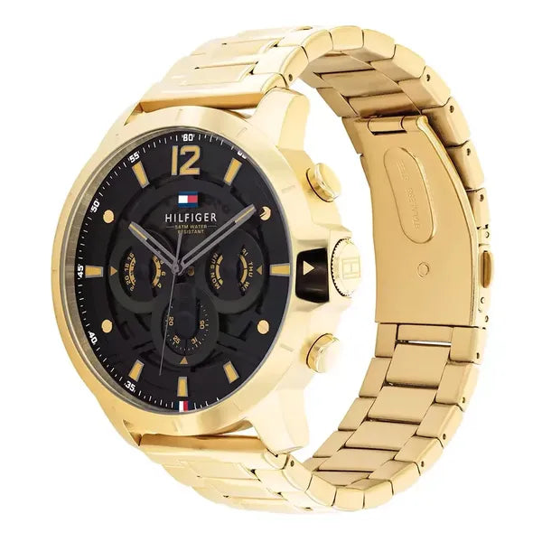 Tommy Hilfiger Luca 1710511 férfi karóra, arany acél, fekete számlap, 5 ATM