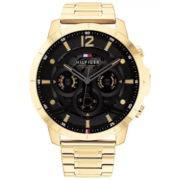 Tommy Hilfiger Luca 1710511 férfi karóra, arany acél, fekete számlap, 5 ATM