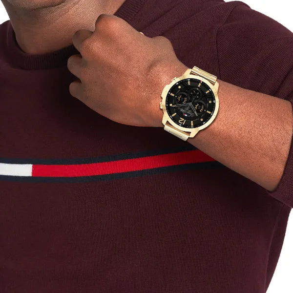 Tommy Hilfiger Luca 1710511 férfi karóra, arany acél, fekete számlap, 5 ATM