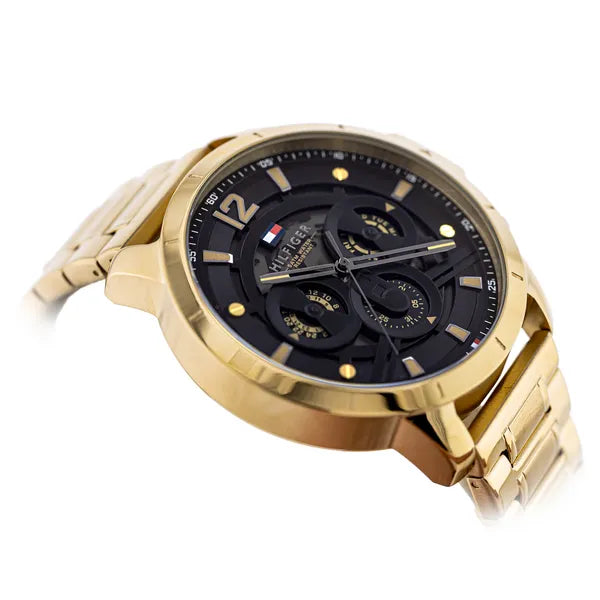Tommy Hilfiger Luca 1710511 férfi karóra, arany acél, fekete számlap, 5 ATM