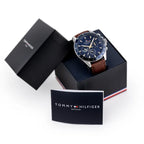 Tommy Hilfiger Owen 1791965 férfi karóra, 46 mm, bőr szíj, kék számlap, WR50