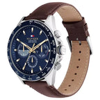 Tommy Hilfiger Owen 1791965 férfi karóra, 46 mm, bőr szíj, kék számlap, WR50