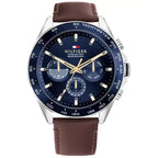 Tommy Hilfiger Owen 1791965 férfi karóra, 46 mm, bőr szíj, kék számlap, WR50