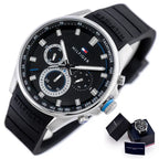 Tommy Hilfiger férfi karóra 1791971, fekete acél, 46 mm, WR50