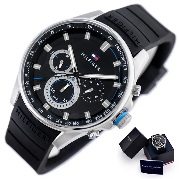 Tommy Hilfiger férfi karóra 1791971, fekete acél, 46 mm, WR50