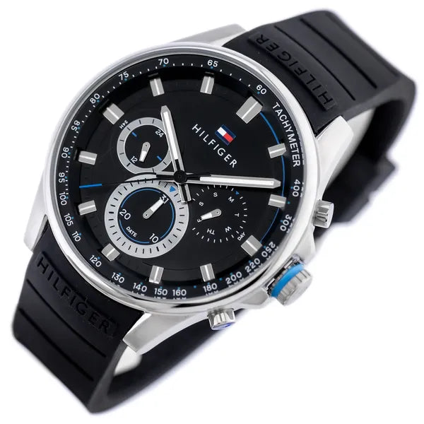 Tommy Hilfiger férfi karóra 1791971, fekete acél, 46 mm, WR50