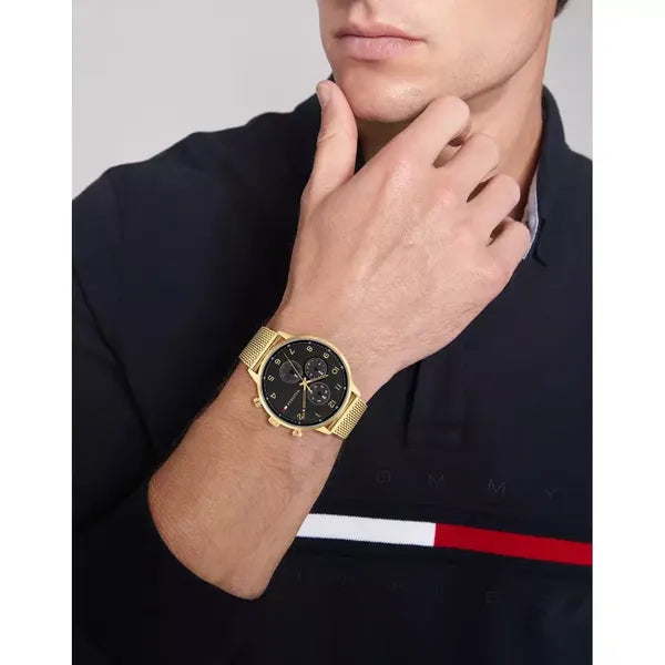 Tommy Hilfiger Leonard férfi karóra 1791989, fekete-arany, 44 mm