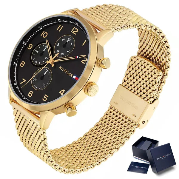 Tommy Hilfiger Leonard férfi karóra 1791989, fekete-arany, 44 mm