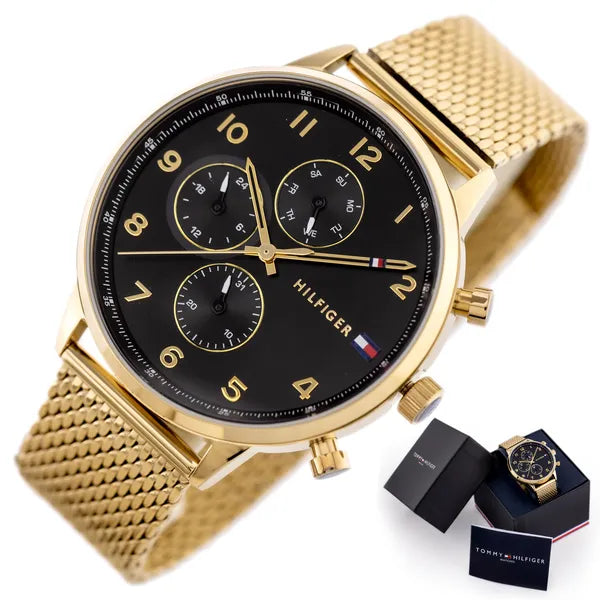 Tommy Hilfiger Leonard férfi karóra 1791989, fekete-arany, 44 mm