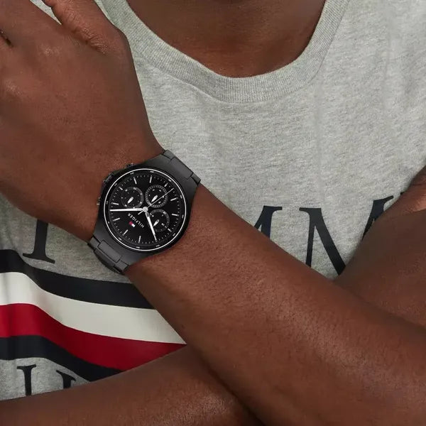 Tommy Hilfiger férfi karóra 1792055, fekete acél, 44 mm, WR50