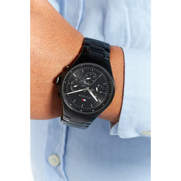 Tommy Hilfiger férfi karóra 1792055, fekete acél, 44 mm, WR50