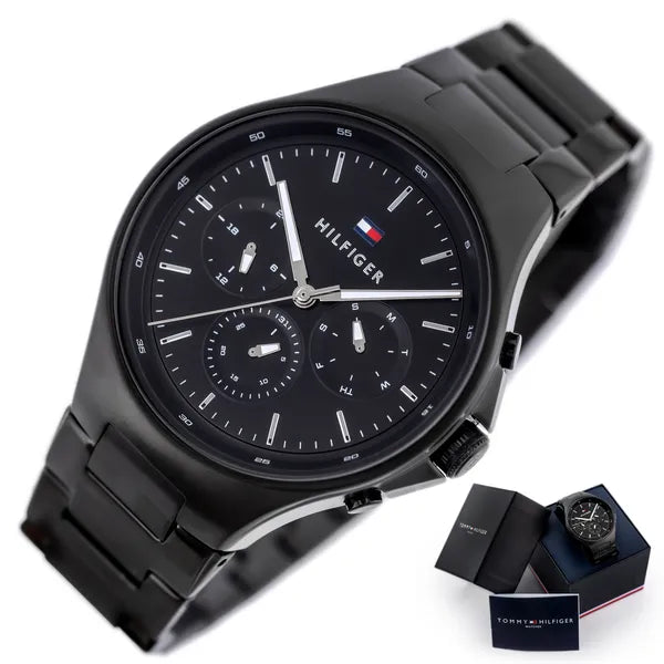 Tommy Hilfiger férfi karóra 1792055, fekete acél, 44 mm, WR50