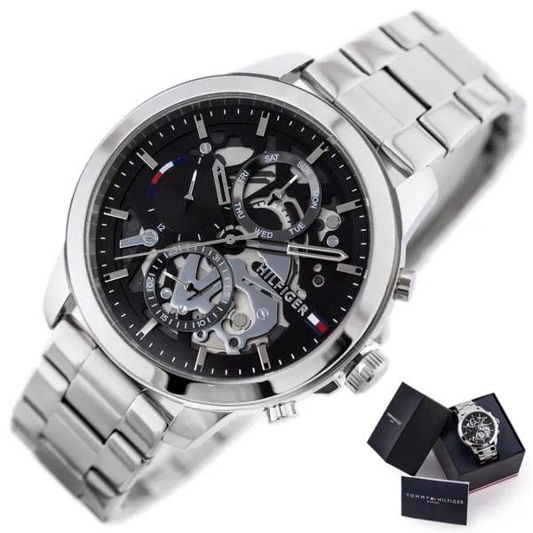 Tommy Hilfiger Henry 1710477 férfi karóra, 44 mm, fekete számlap, 5 ATM, kvarc
