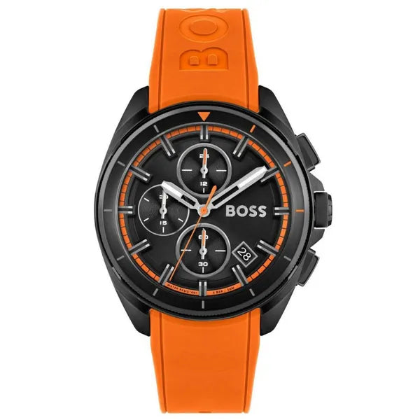 Hugo Boss Volane férfi kronográf karóra 1513957, 44 mm, fekete/narancs, WR50