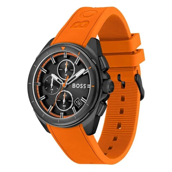 Hugo Boss Volane férfi kronográf karóra 1513957, 44 mm, fekete/narancs, WR50