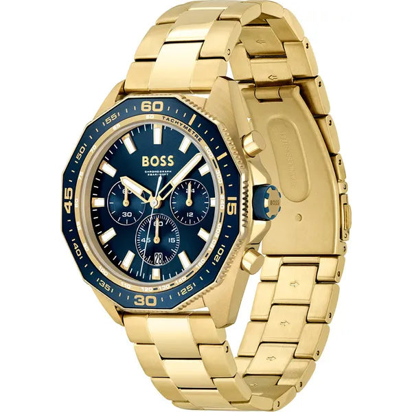 Hugo Boss Energy 1513973 férfi kronográf karóra, arany, kék, 44 mm