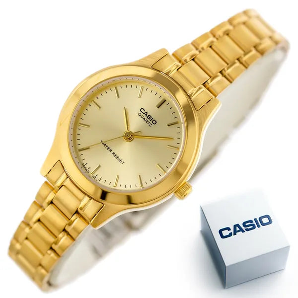 Casio LTP-1128N-9A női karóra, aranyszínű, acél szíj, WR30, dobozzal