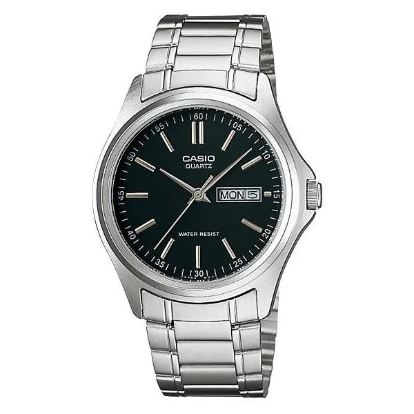 Casio férfi karóra MTP-1239D-1A, fekete számlap, acél szíj, WR30