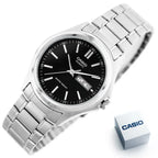 Casio férfi karóra MTP-1239D-1A, fekete számlap, acél szíj, WR30