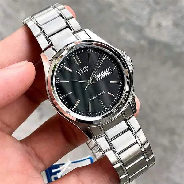 Casio férfi karóra MTP-1239D-1A, fekete számlap, acél szíj, WR30