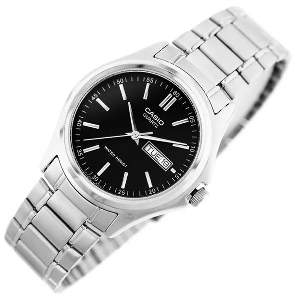 Casio férfi karóra MTP-1239D-1A, fekete számlap, acél szíj, WR30