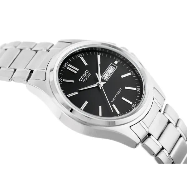 Casio férfi karóra MTP-1239D-1A, fekete számlap, acél szíj, WR30
