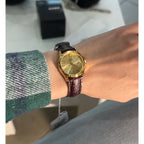 Casio LTP-1183Q-9A női karóra, arany tok 38 mm, barna bőrszíj, dátum