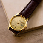 Casio LTP-1183Q-9A női karóra, arany tok 38 mm, barna bőrszíj, dátum