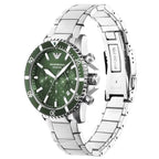 Emporio Armani AR11500 férfi búváróra, 43 mm, acél, zöld, kronográf, 10 ATM