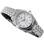 Casio LTP-1129A-7BH női karóra, ezüst acél szíj, 26 mm, WR30, kvarc