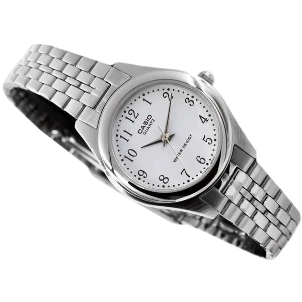 Casio LTP-1129A-7BH női karóra, ezüst acél szíj, 26 mm, WR30, kvarc
