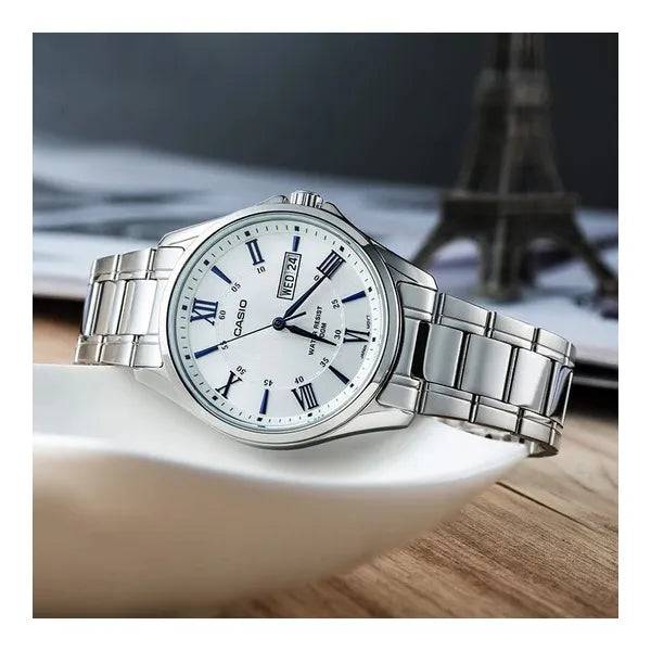 Casio férfi karóra MTP-1384D-7A2, 41 mm, acél szíj, WR100, dátum