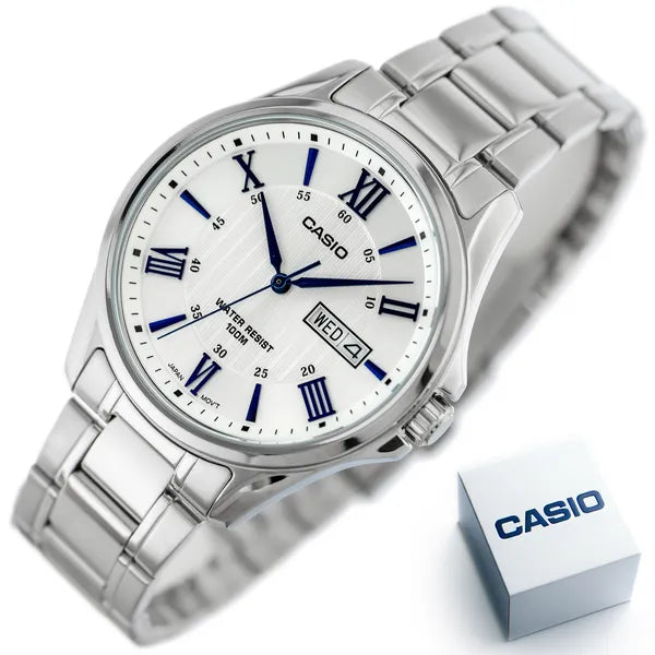 Casio férfi karóra MTP-1384D-7A2, 41 mm, acél szíj, WR100, dátum
