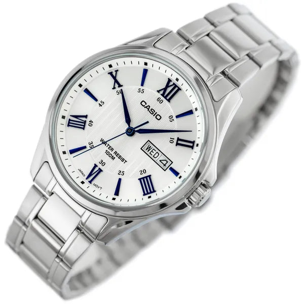 Casio férfi karóra MTP-1384D-7A2, 41 mm, acél szíj, WR100, dátum