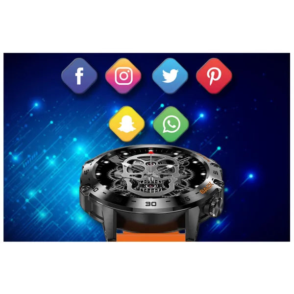 GRAVITY GT9-4 férfi okosóra 1.39'', BT hívás, IP67, narancs szíj, grafit tok