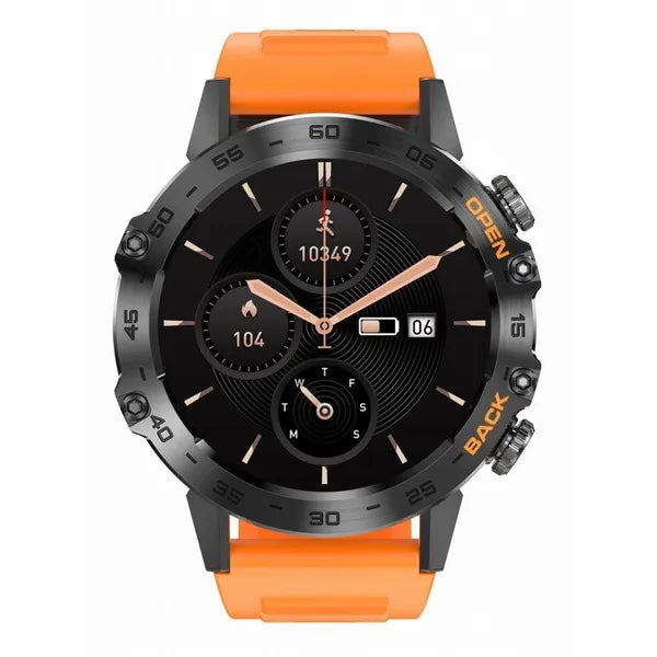 GRAVITY GT9-4 férfi okosóra 1.39'', BT hívás, IP67, narancs szíj, grafit tok
