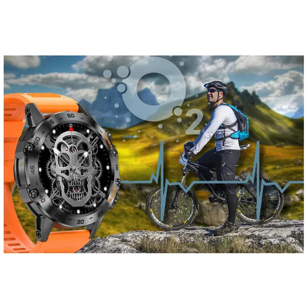 GRAVITY GT9-4 férfi okosóra 1.39'', BT hívás, IP67, narancs szíj, grafit tok