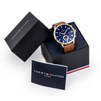 Tommy Hilfiger Ryder 1710496 férfi karóra, 44 mm, kék számlap, barna bőrszíj