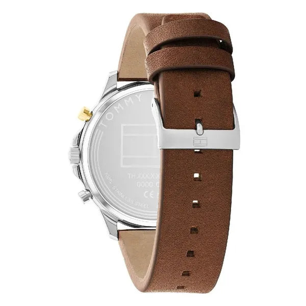 Tommy Hilfiger Ryder 1710496 férfi karóra, 44 mm, kék számlap, barna bőrszíj