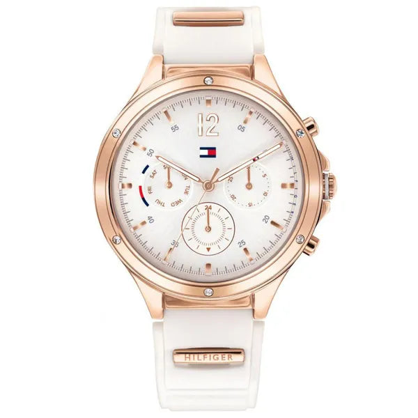 Tommy Hilfiger Eve 1782280 női karóra, rózsaarany tok, fehér szilikon, 5 ATM