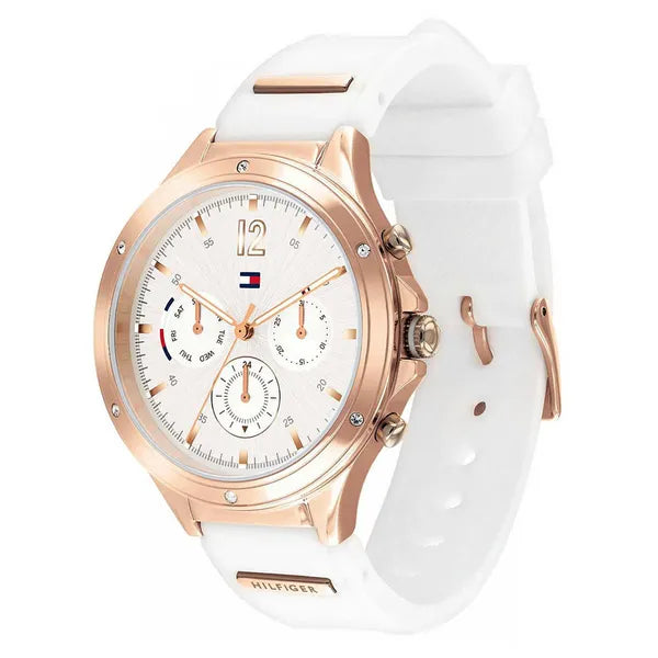 Tommy Hilfiger Eve 1782280 női karóra, rózsaarany tok, fehér szilikon, 5 ATM