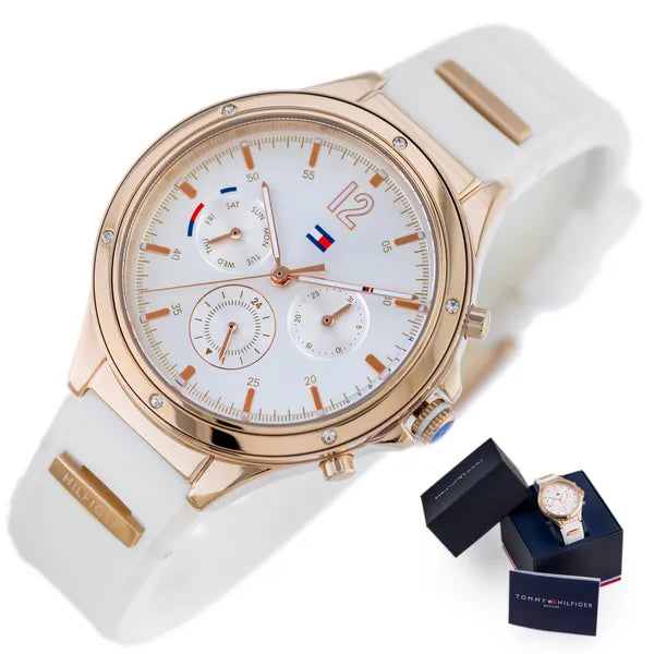 Tommy Hilfiger Eve 1782280 női karóra, rózsaarany tok, fehér szilikon, 5 ATM